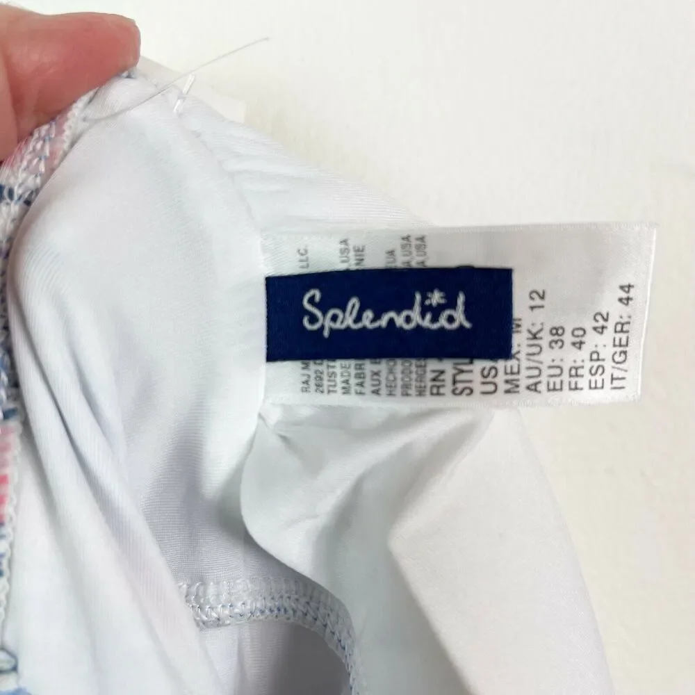 Splendid NWT Blue Pink Striped Holding Pattern Bandeau One-Piece Swimsuit Size M - Picture 8 of 9